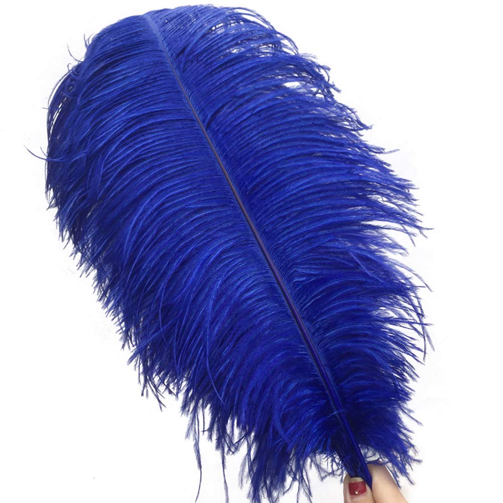 Shekyeon 16-18inch Ostrich Feathers DIY Craft Large Feather for Wedding Party Centerpicecs Flower Arrangement and Easter Gatsbi Decortion Pack of 10(Royal Blue) — image 1