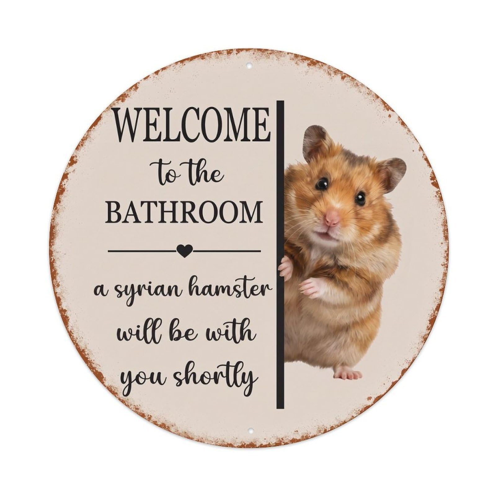 Vintage WELCOME To The BATHROOM Syrian Hamster Metal Tin Sign