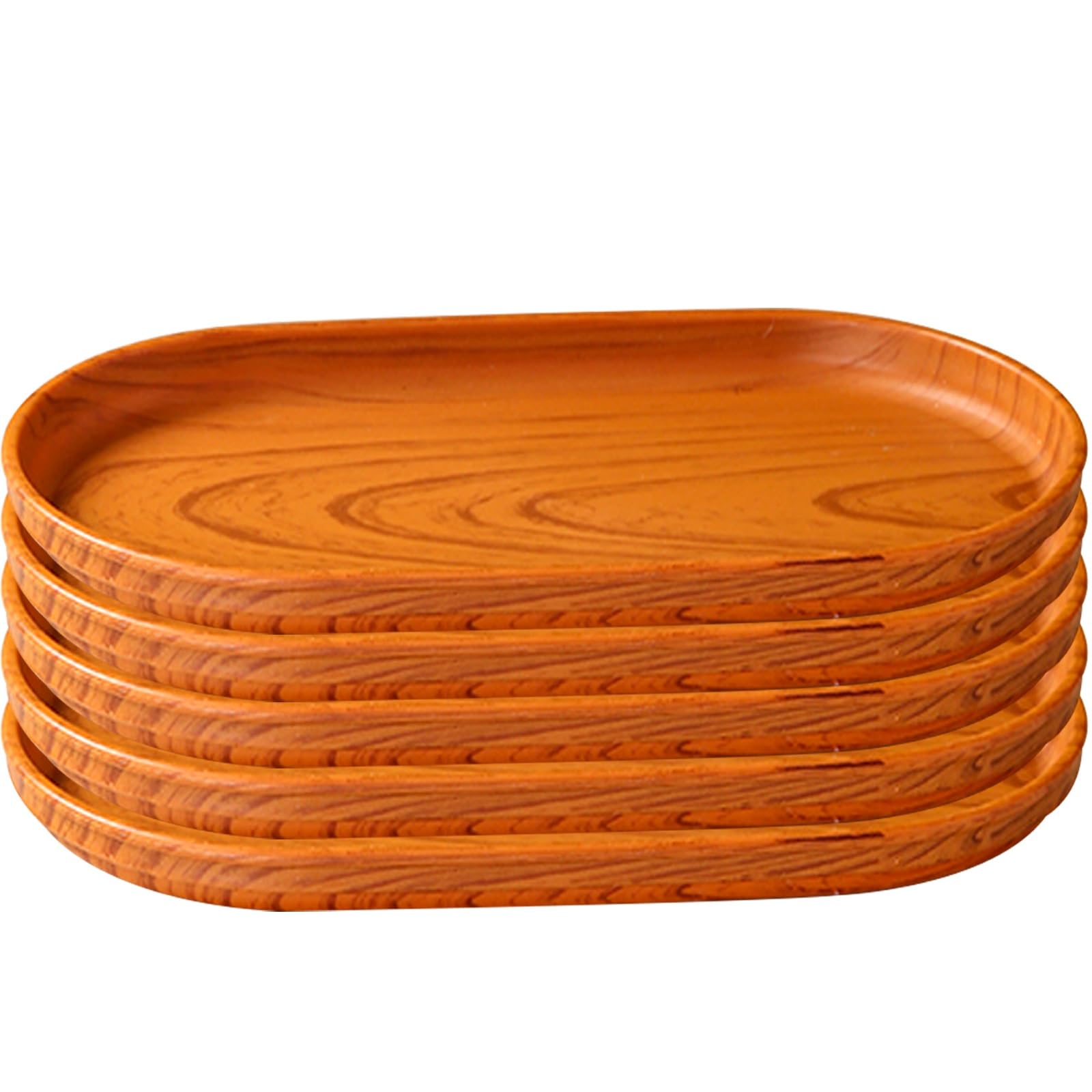Juego de 5 cubos rectangulares de plástico, bandeja de comida para café, ideal para comedor, dormitorio, baño, recipientes de almacenamiento duraderos color marrón (31 x 16 cm)