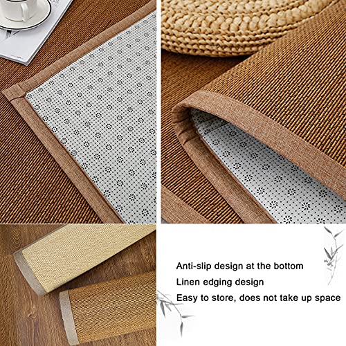Tapis de sol en bambou, tapis tissé antidérapant pour décoration d'intérieur, respectueux de l'environnement, idéal pour le salon, la cuisine, la chambre à coucher
