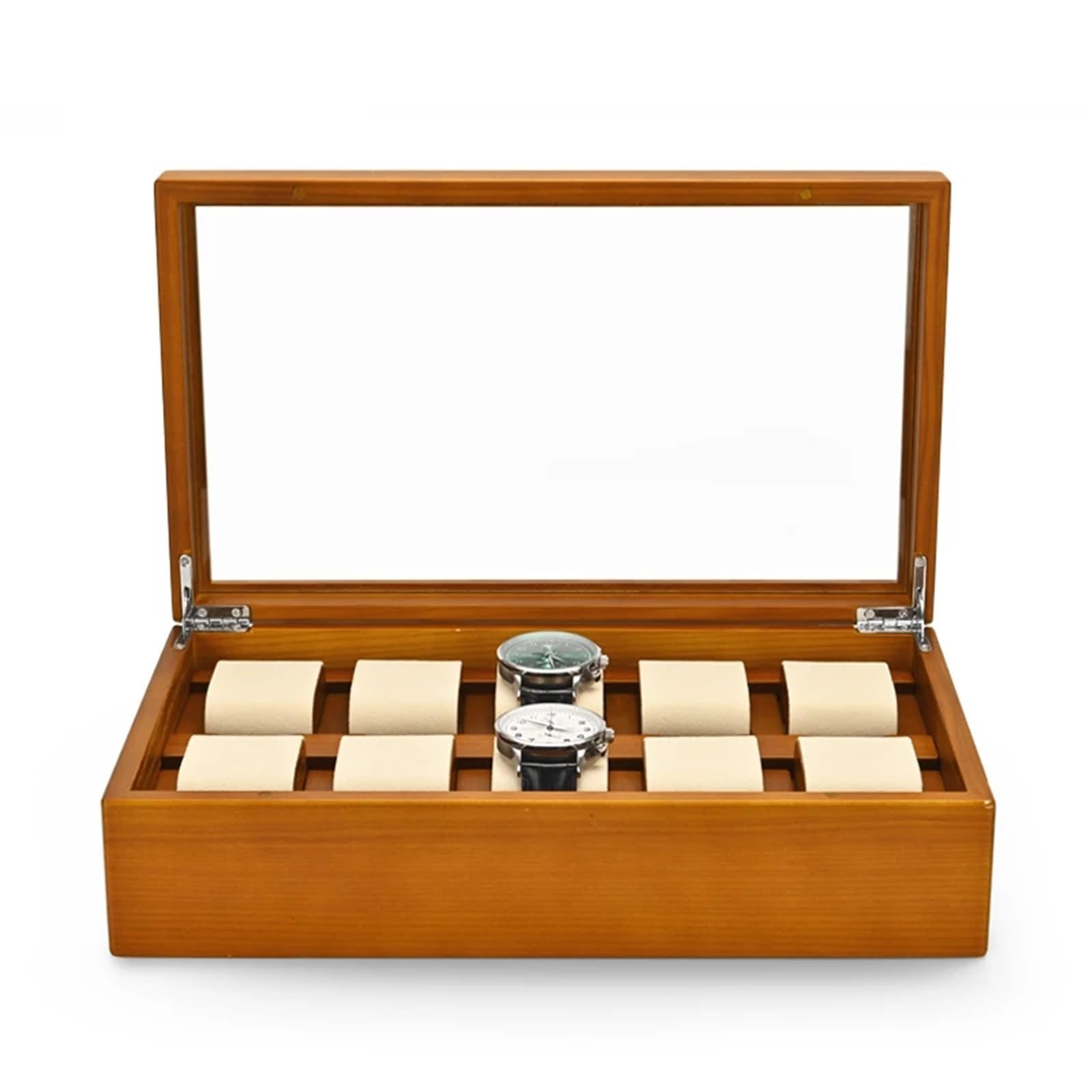 Caja de relojes de madera maciza Caja organizadora de joyas madera, 6/10 rejillas, soporte for reloj sólido, estuche almacenamiento, expositor for