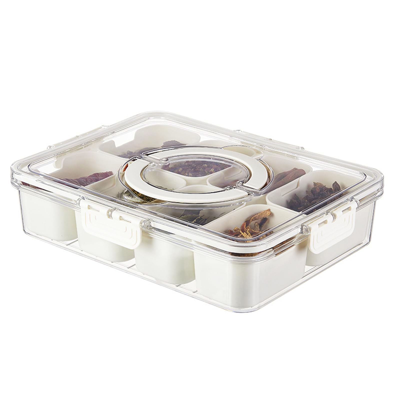 Spice Box,Kitchen Storage Organizer with 8 Removable Squares,Snackle Box Container for Portable Snack Platters, for Masala Dabba,Dry Fruit,Veggie,Seasonings,Herb,Snackle,Candy Perfect for Party, Trave