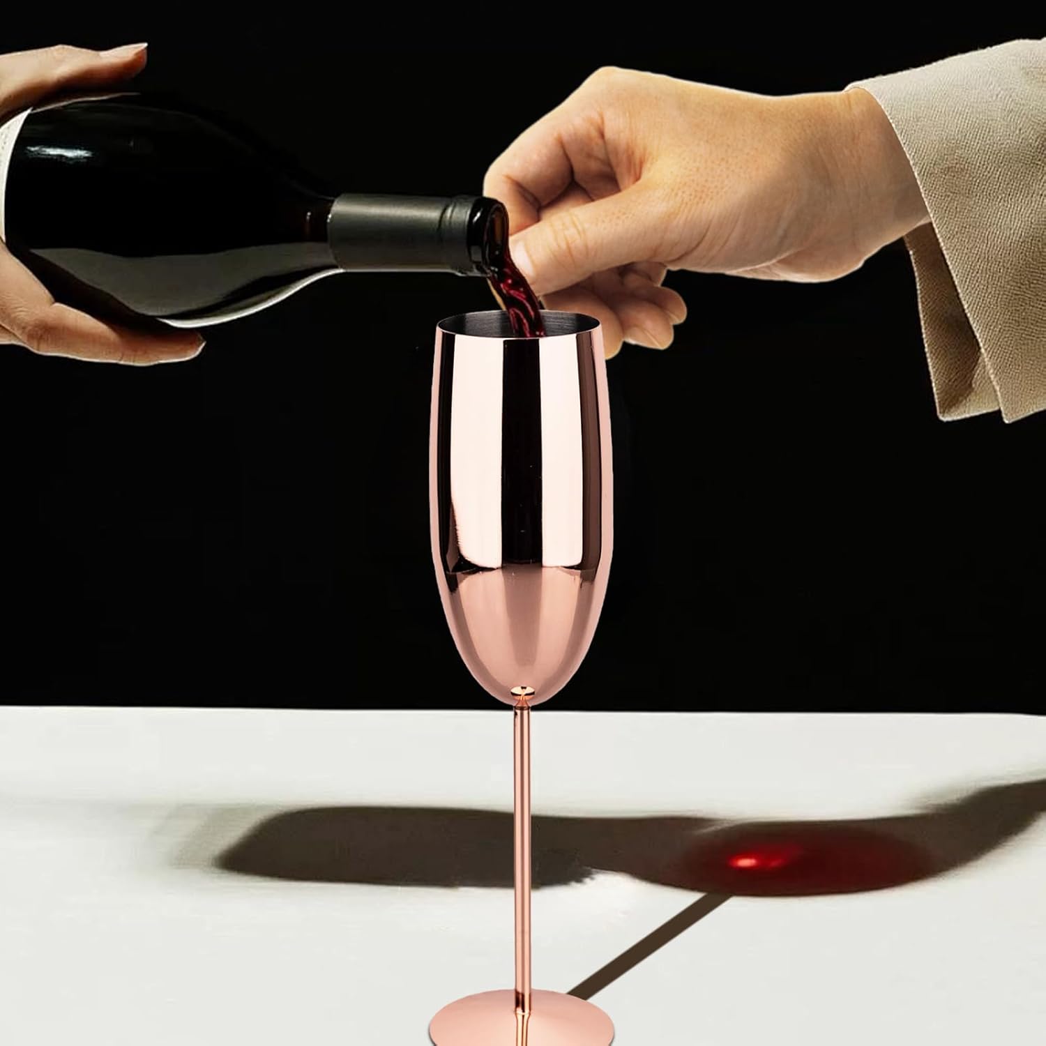 Champagne Glasses Stainless Steel Set of 2, 8.5oz Champagne Flutes-Elegant Wedding Unbreakable Wine Cups Gifts for Bride Groom, Lightweight for Party Travel Christmas Birthday - Image 7