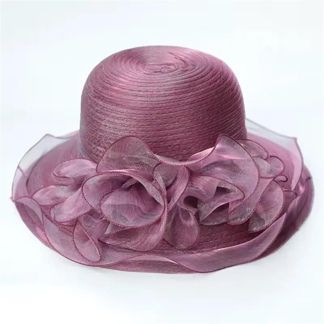 Yeuyyben Cappello da donna estivo a tesa larga per donne elegante fiore organza cappelli da sole cappelli da festa di nozze cappelli