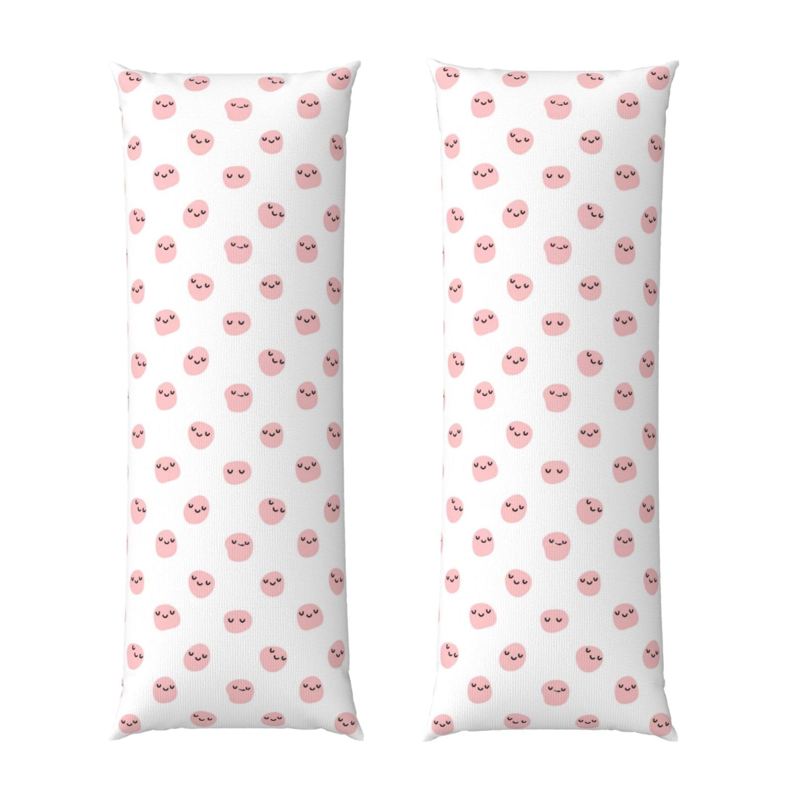 Long Pillow Cover 20x54, Cute Pink Strawberry Cow Print, Cozy Microfiber Pillowcase with Zipper, Soft Breathable Protector for Bed Sofa Couch Decoration