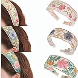Nearawing 2~3-Pack Boho Floral Embroidered Headbands for Women 2025 - Summer Fashion Accessories (pink&yellow&green, 2~3-Pack)