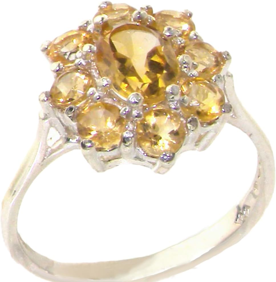 LetsBuyGold 925 Sterling Silver Natural Citrine Womens Anniversary Ring - Size 6.25