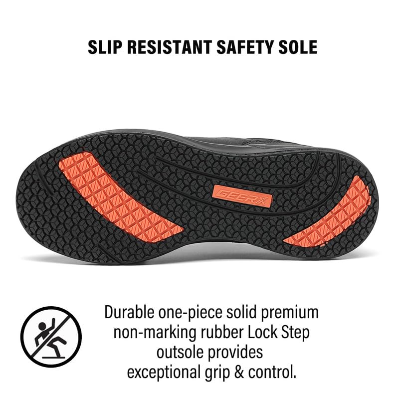 GEERX Alan Non-Slip Men Work Safety Sneakers Slip Resistant Shoes Nursing Kitchen Chef Shoes Food Service Shoes Zapatos Trabajo Antideslizante All Black Size 12