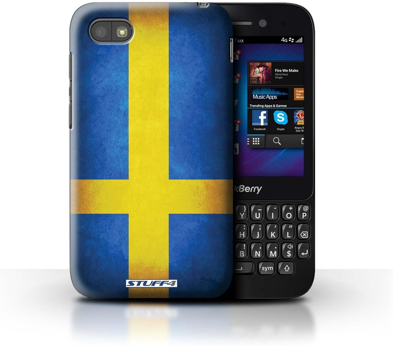 Stuff4 Phone Case for Blackberry Q5 Flags Sweden/Swedish Design Transparent Hard Cover