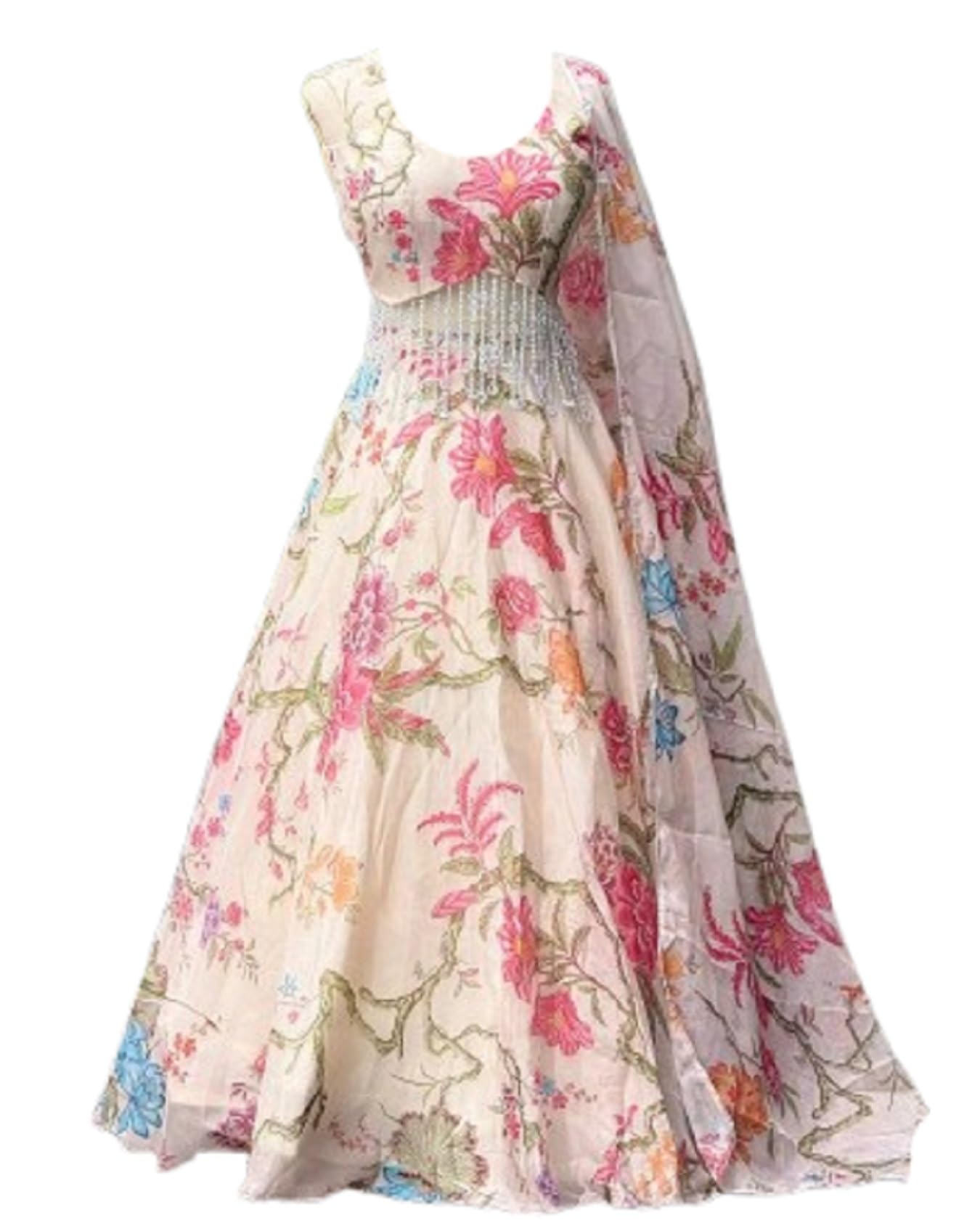 royalstyle Lehenga Choli For Women's And girls Floral printed Embroidery Work Silk Lehenga Choli For Special traditional Creem Colour navratri 8mtr flair lehenga-picture-50