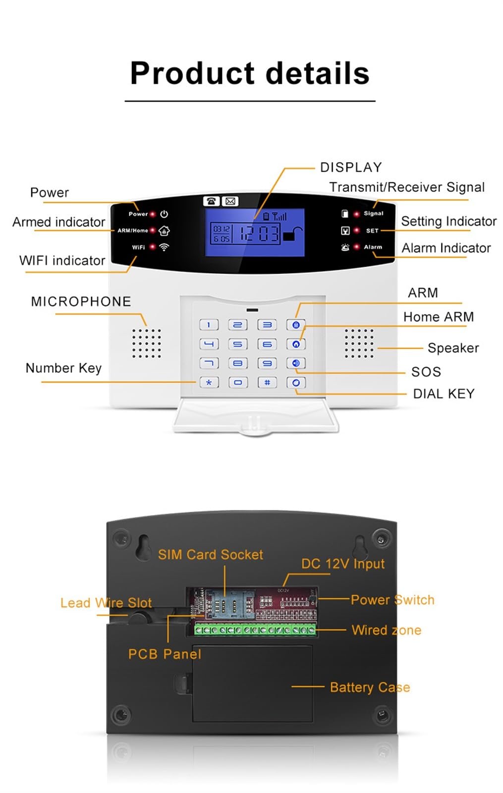 Sistema di Allarme di Sicurezza Domestica, di Allarme gsm 433 MHz Allarme di Sicurezza antifurto Domestico Compatibile con Tuya Smart App