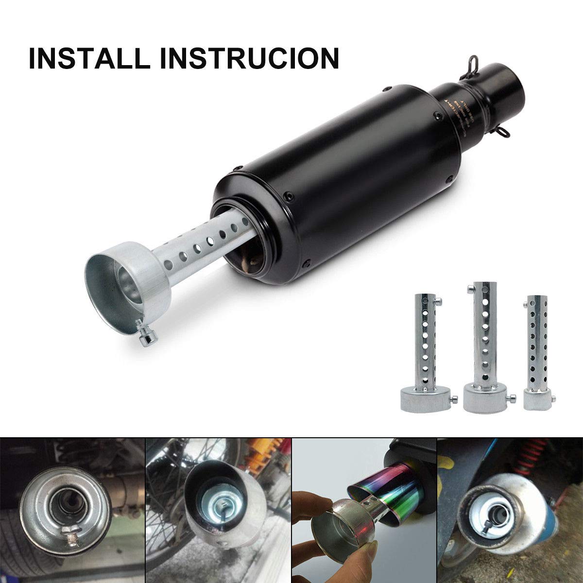 2 Pièces 60mm Universel Moto Silencieux D'échappement Moto Peut Insérer Un Déflecteur De Silencieux D'échappement (noir