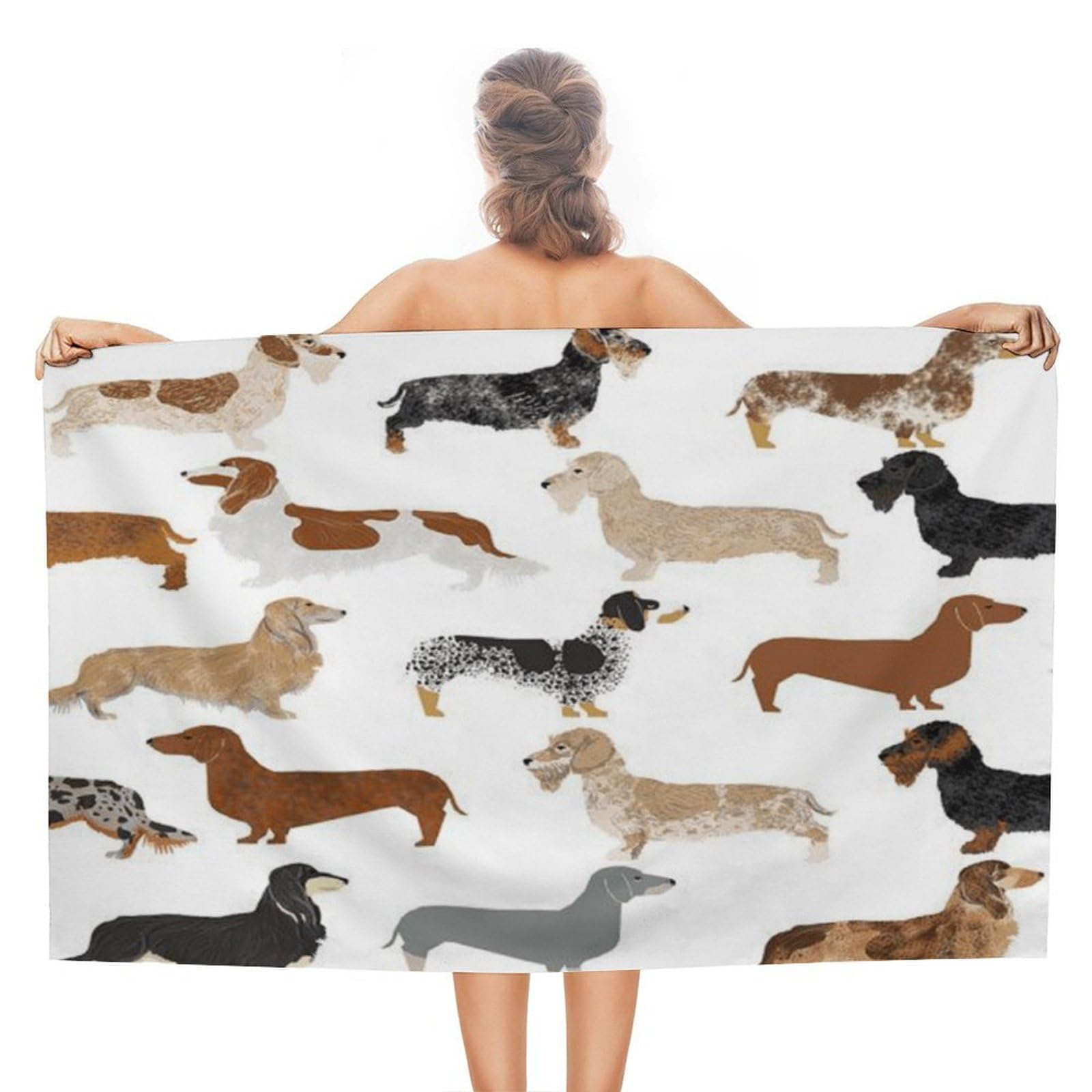 CGSBNGHA Animal Dachshund Dog Beach Towels Soft Bathroom Bath Pool Swim Towels for Women Men
