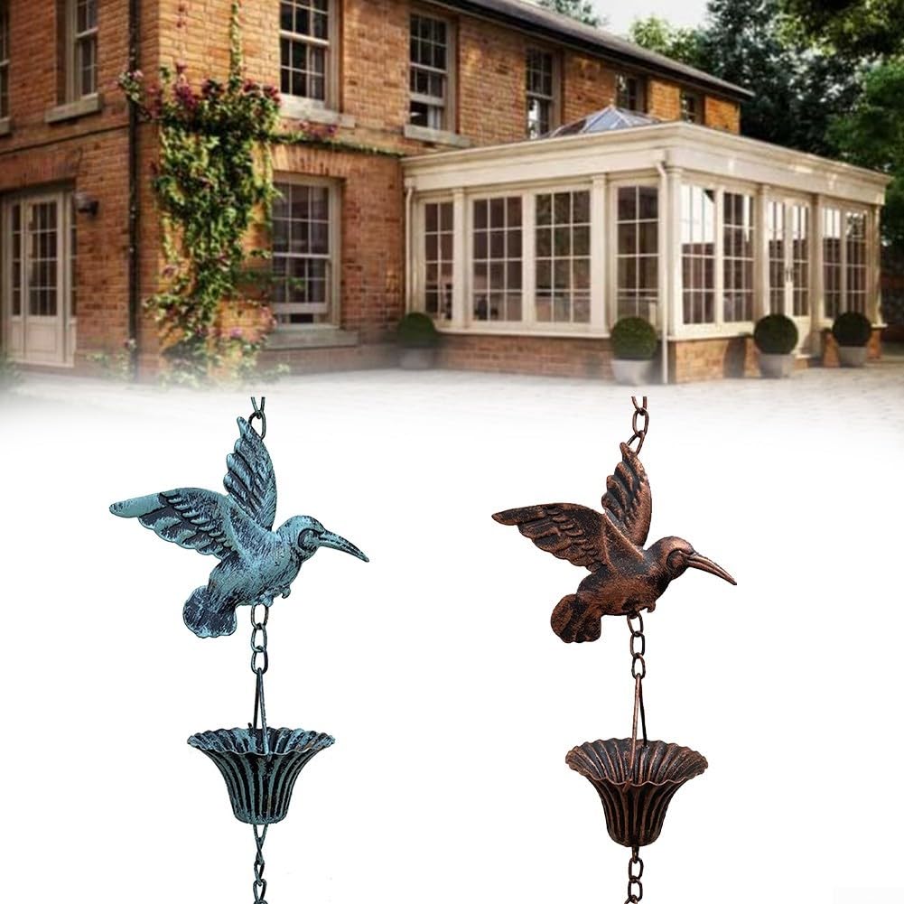 Catena Antipioggia Decorativa Mocoli A Forma Di Foglia Blu - 2,6 Metri Per Grondaie