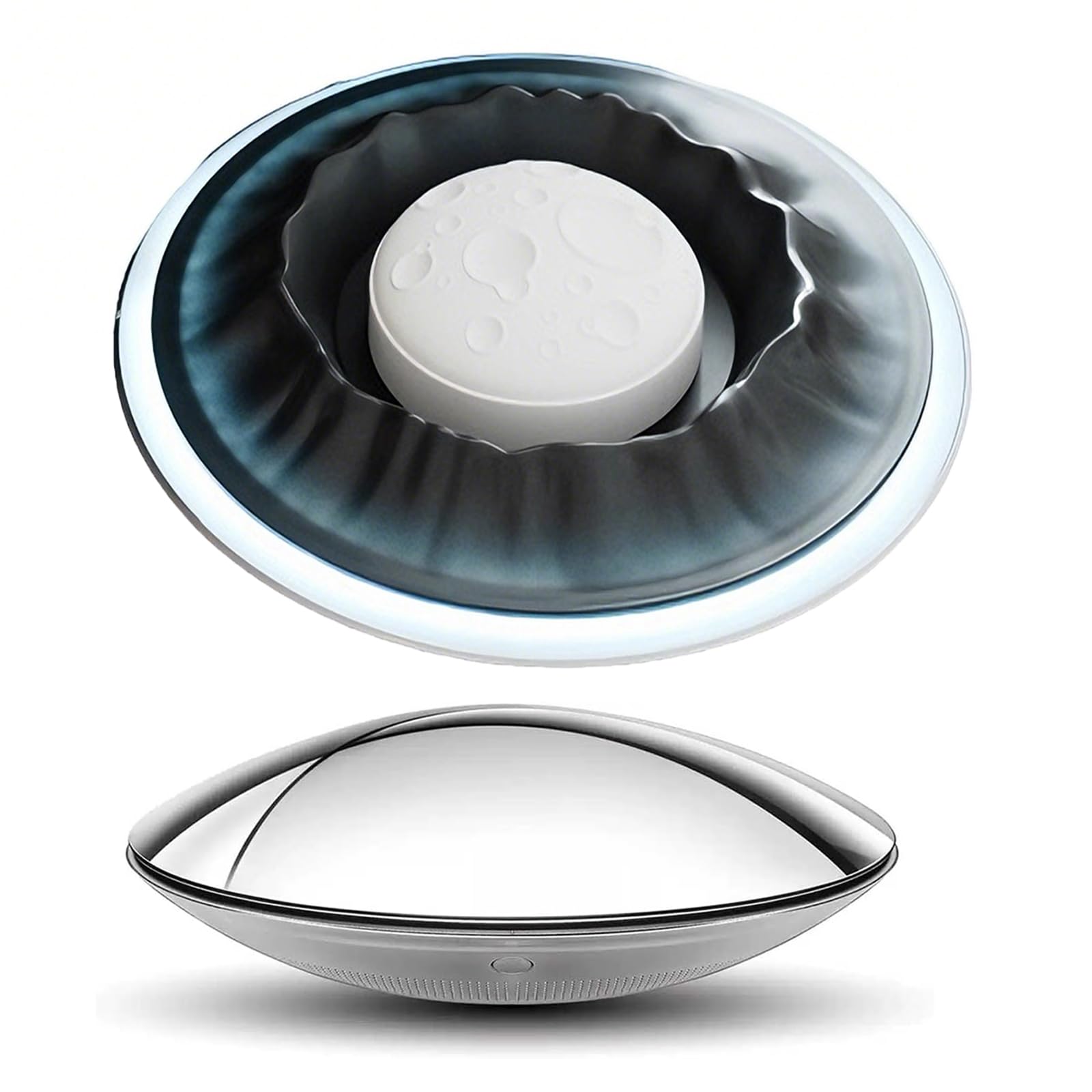 Głośnik Bluetooth z dźwiękiem przestrzennym 360° i światłem oddychającym – idealny do wystroju domu i biura, unikalny design w kształcie księżyca