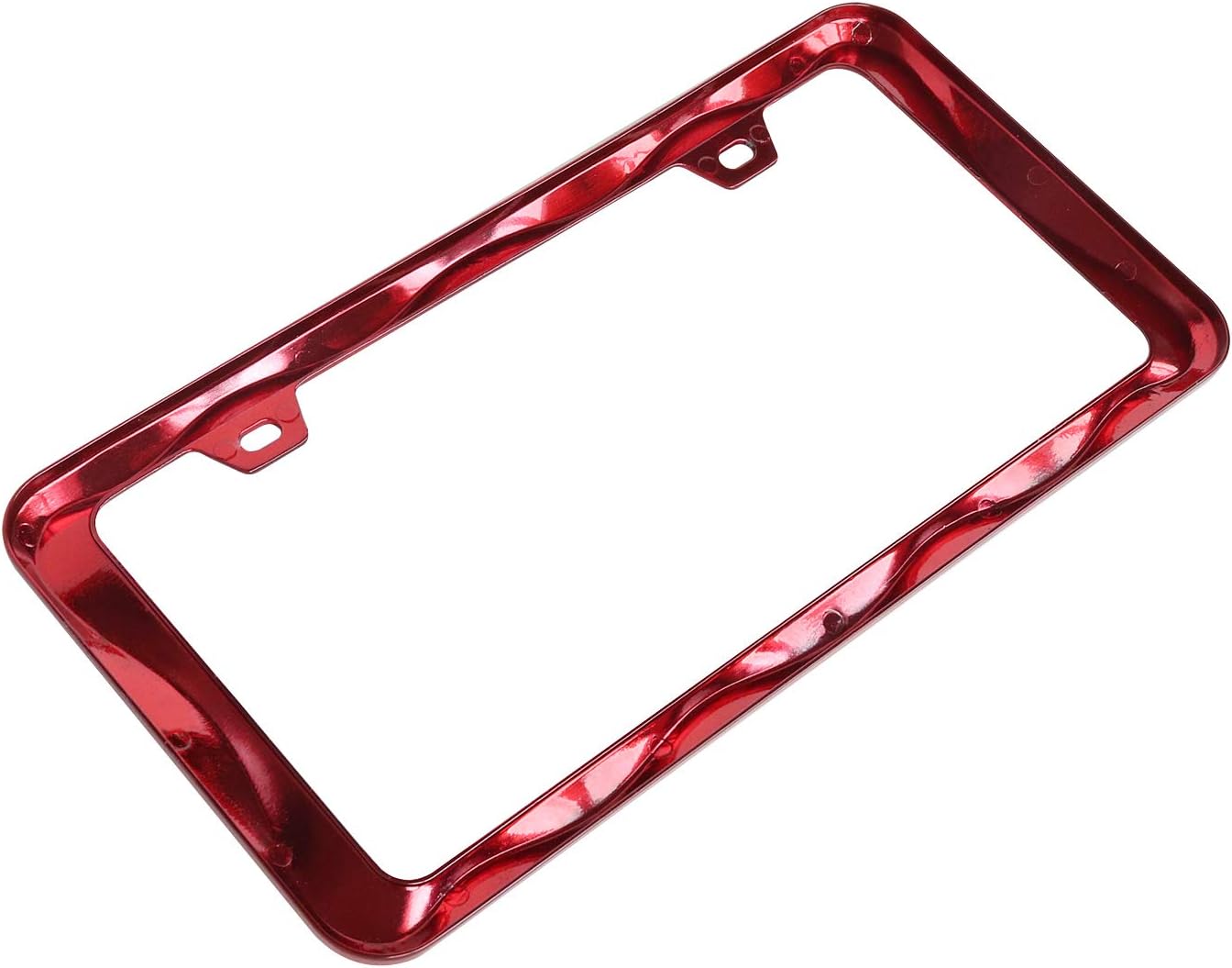2Pcs Sgooky 3D Curly Wave Pattern License Plate Holder Shining Red License Plate Frame from Pure Zinc Alloy Metal Perfect Plate Holder