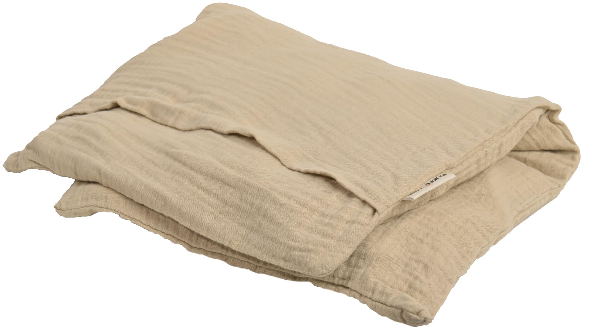Grande bouillotte sèche en graines de lin bio 52x27cm + housse en gaz de coton bio coloris Avoine