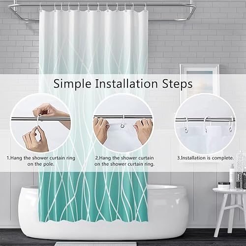 Miniatura 68 de Cortina de ducha pequeña a rayas gris claro degradado para baño, 36 x 72 pulgadas, juego de cortina de ducha geométrica para cabina de RV con Gris