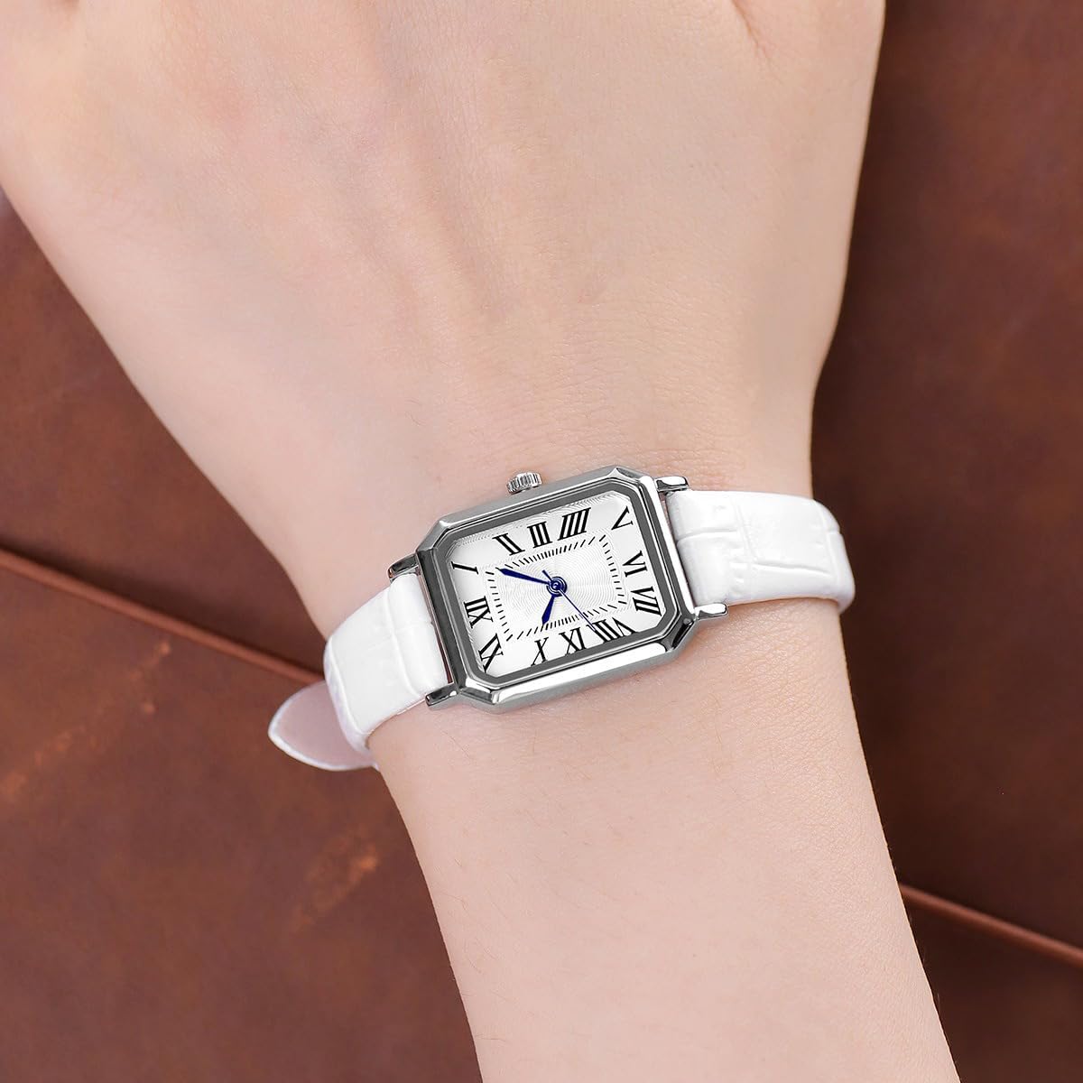 LOREO Vintage Watch for Women's Watches Small Rectangle Dial Soft Leather Strap, Classic Vintage Style Quartz Wristwatch - Image 5
