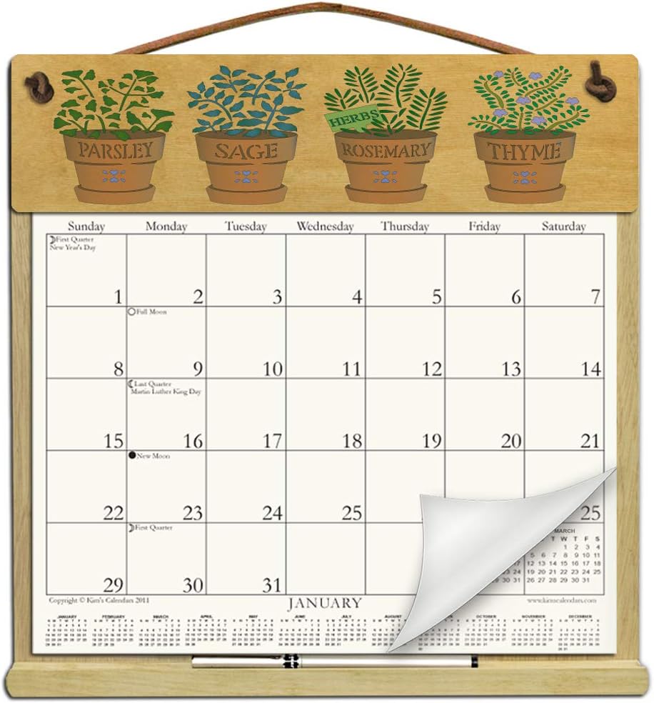 Wooden Refillable Calendar Holder Filled with the Rest of 2026 and 2027 calendars and Includes an Order Form Page for 2028-HERBS