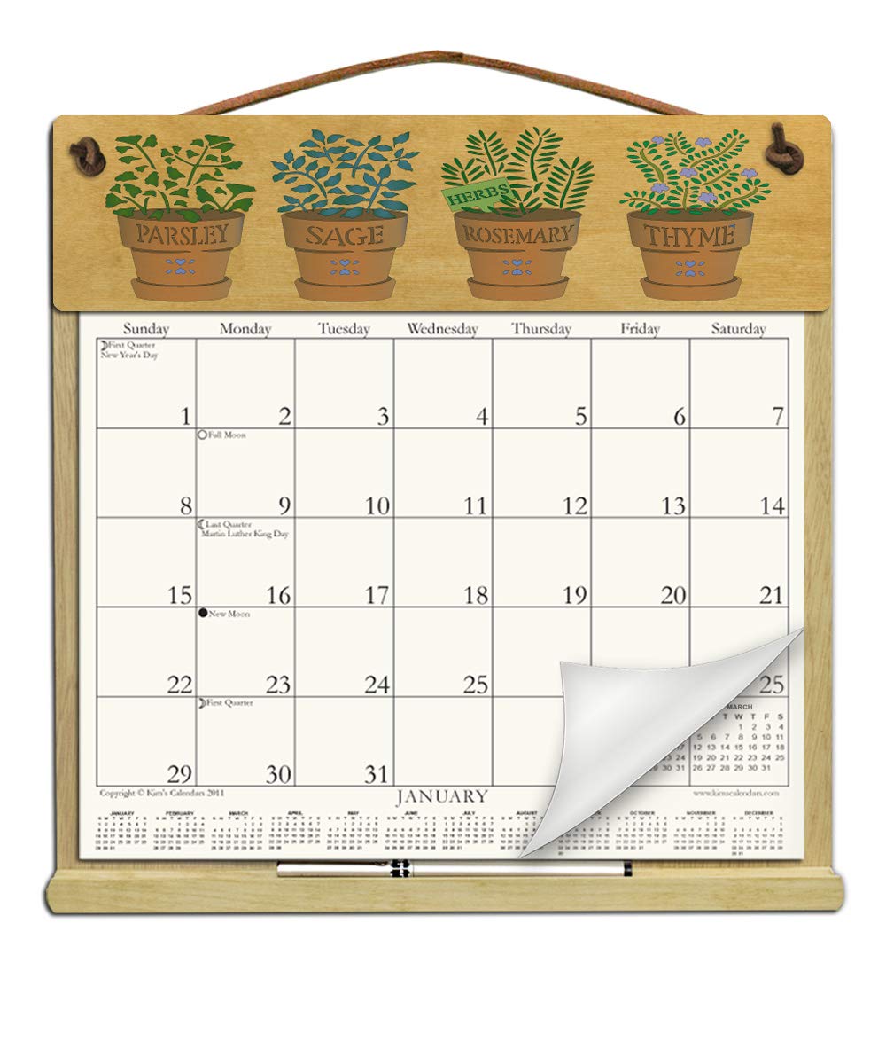 Wooden Refillable Calendar Holder Filled with a 2026 Calendar and Includes an Order Form Page for 2027-HERBS