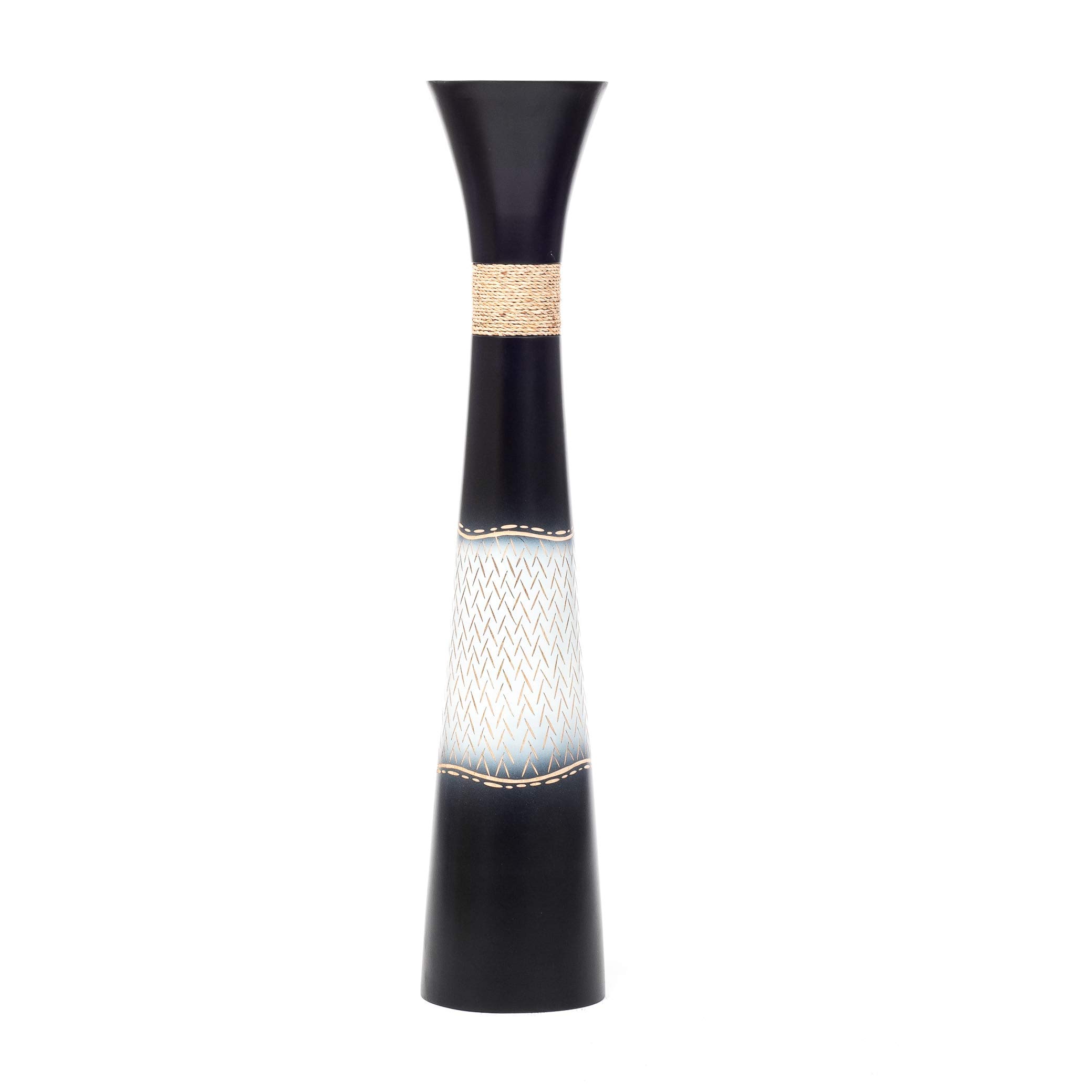 Leewadee Jarrón de Suelo Grande 85 cm Madera de Mango Pampa & Flores Secas | Jarrón Deco para Salón, para Ramas & Hierbas Secas. Más resistente que la Cerámica, sin Agua. Boho