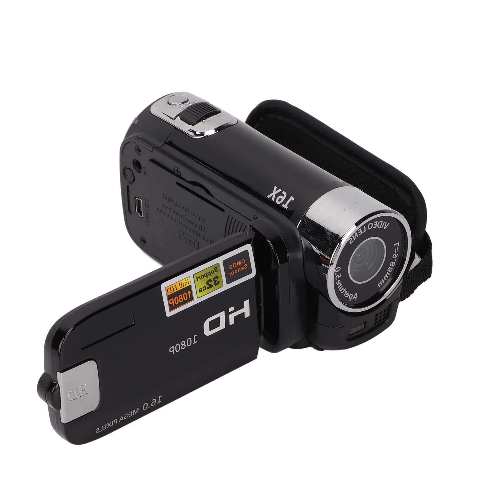 2.7 Inch Color Screen Video Camera Camcorder Full HD 1080P Digital Vlogging Camera Recorder 16MP Camera Recorder 270° Rotation 16X Zoom Digital Camcorders (Black)