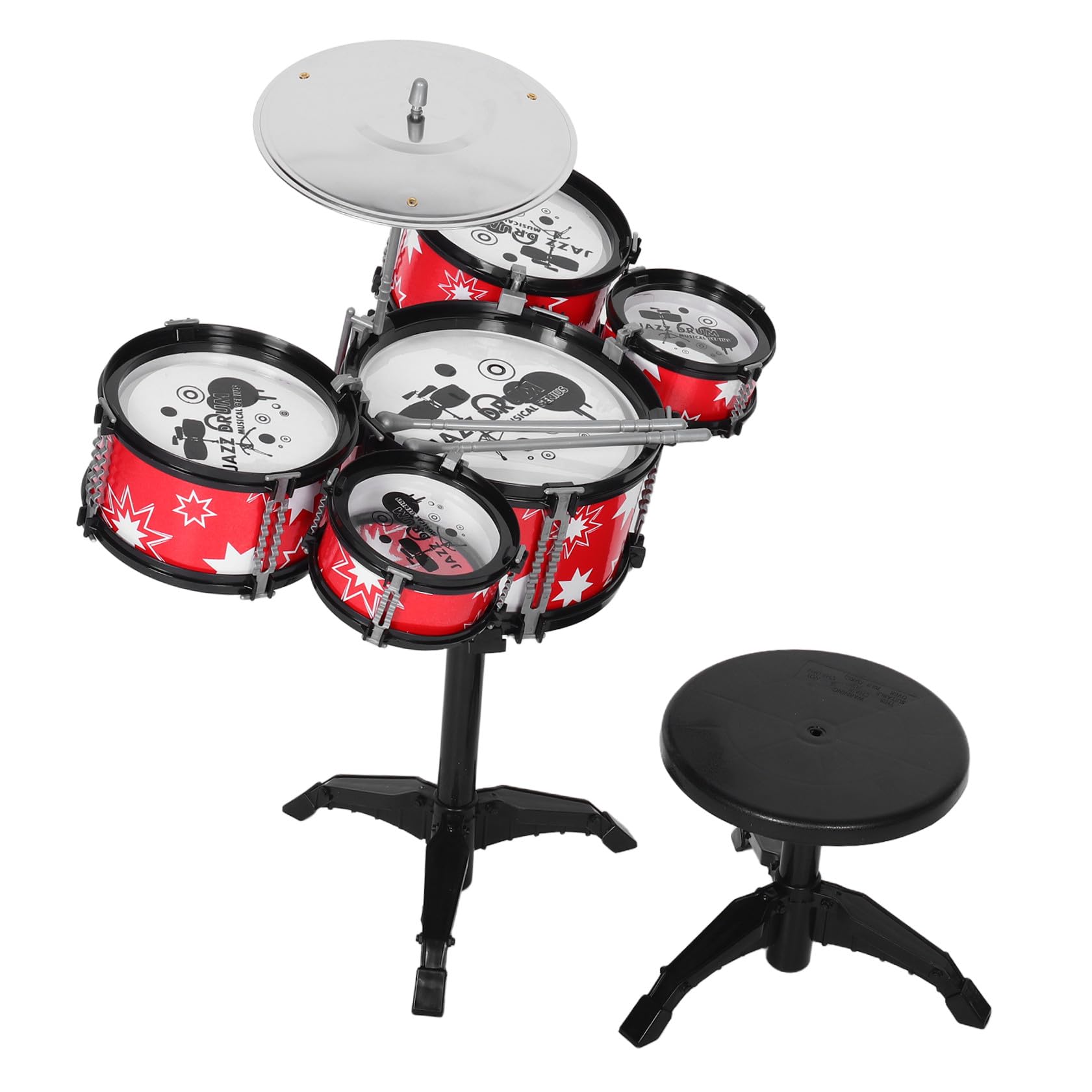 Mini Batteria Jazz Giocattolo per Bambini, Plastica Rossa