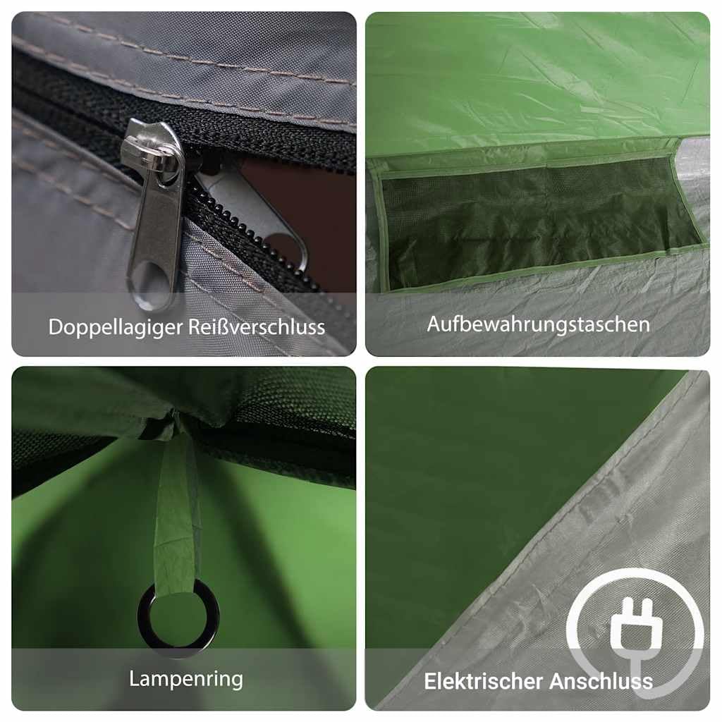 vidaXL Campingzelt, Trekkingzelt für 2 Personen Wasserdicht, Zelt mit Insektenschutz für Outdoor Camping Wandern, Wanderzelt Leicht Tragbar, Grün