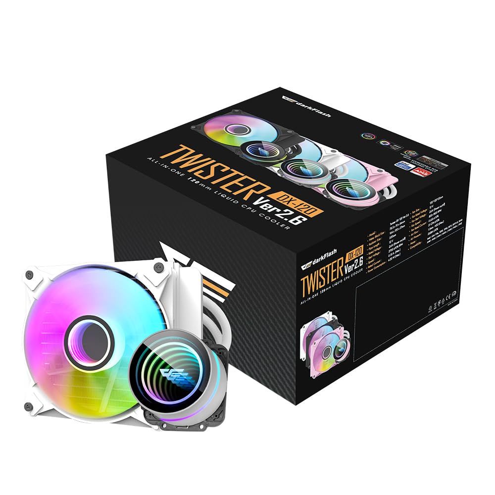 Aigo Darkflash Twister DX120 V2.6 ARG CPU Liquid Cooler, Latest