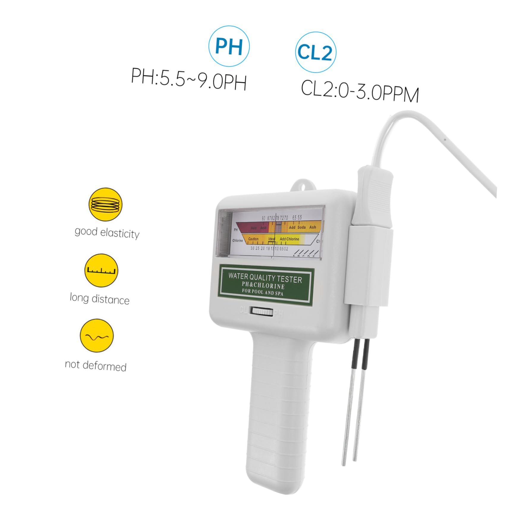 Kit Medidor de Cloro y Ph para Piscinas Resultados Instantáneos, Medidor de Calidad del Agua Portátil de Pvc, Herramienta Práctica para Análisis Rápido