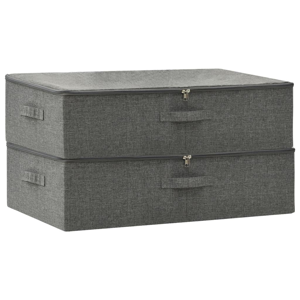 QZZCED Fabric Storage Boxes 2 Pcs 70x40x18 cm Anthracite Foldable Storage Bins with Handles for Toys, Scarves, Socks, Books
