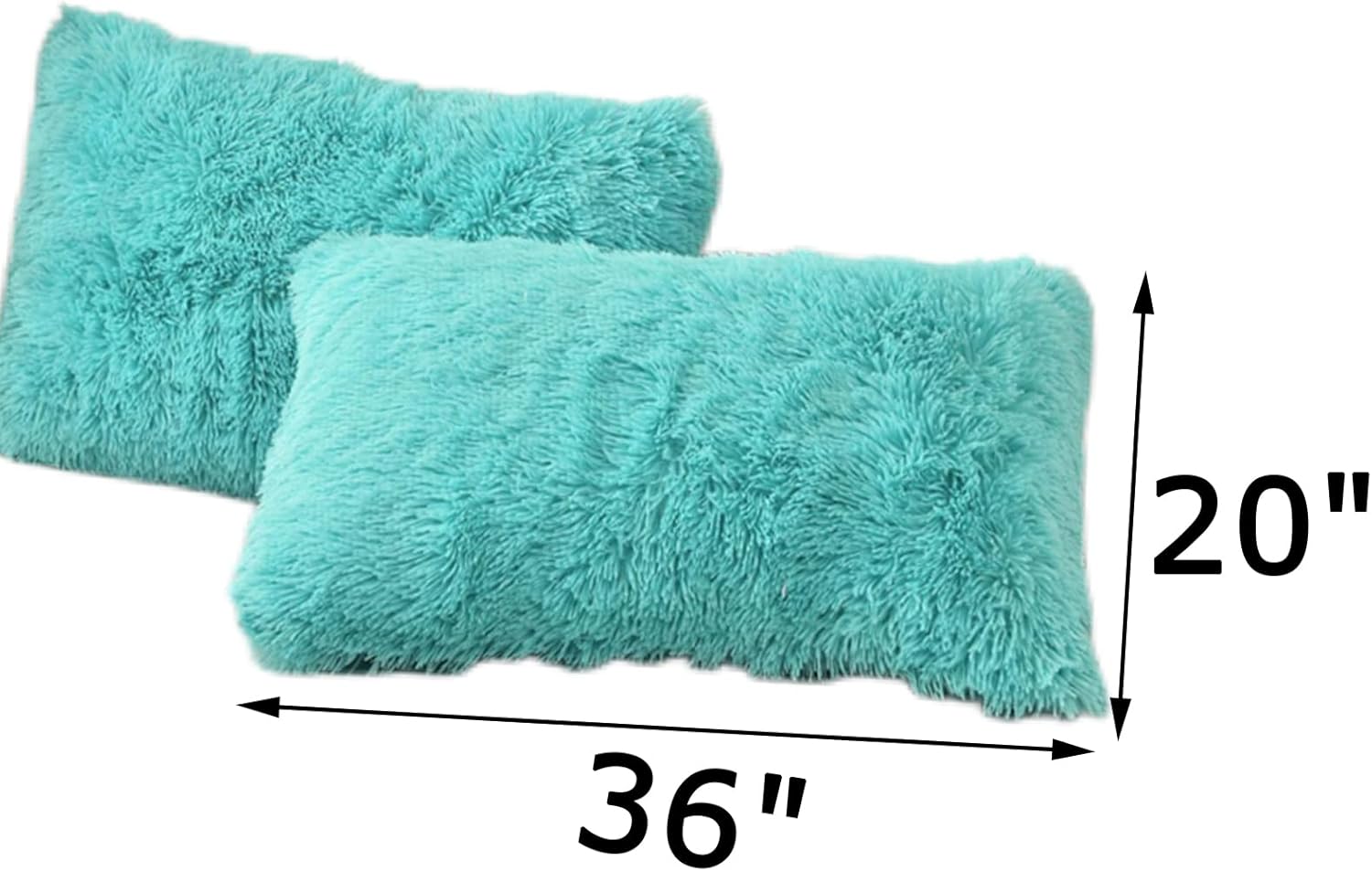 MorroMorn Decorative Pillows Covers, 2 Packs Faux Fur Pillow Cases, Luxury Shaggy Throw Pillowcase Cushion Shams with Zipper Closure Home Decor for Couch Sofa Bed Room (Aqua, King/California King)