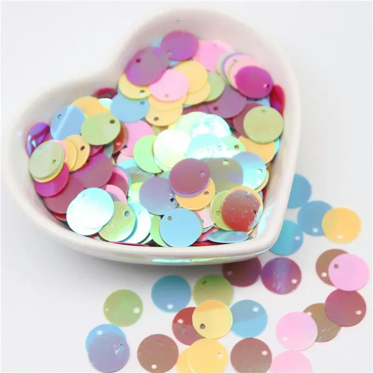 450 Paillettes Rondes Plates Argent Laser 20 Mm - Pour Couture, Bijoux, Déco, Loisirs Créatifs, Trou Latéral