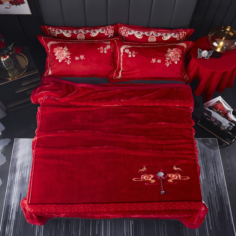 Nerz-Fleece-Decke, wendbar, 4,1 kg, schwer, gewebt, flauschig, weich, warm, für Herbst und Winter, 200 x 230 cm, perfekt für Bett, Zuhause und als Geschenk.