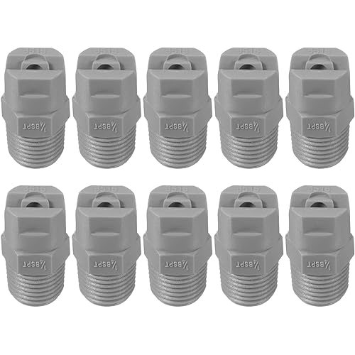 uxcell 10Pcs Flat Fan Spray Tip, 65 Degree 2.4mm Orifice Diameter 1/4 Inch Male Thread Fan Shaped Plastic Sprayer Gray Nozzle for Agricultural Industrial Equipment Irrigation Cooling