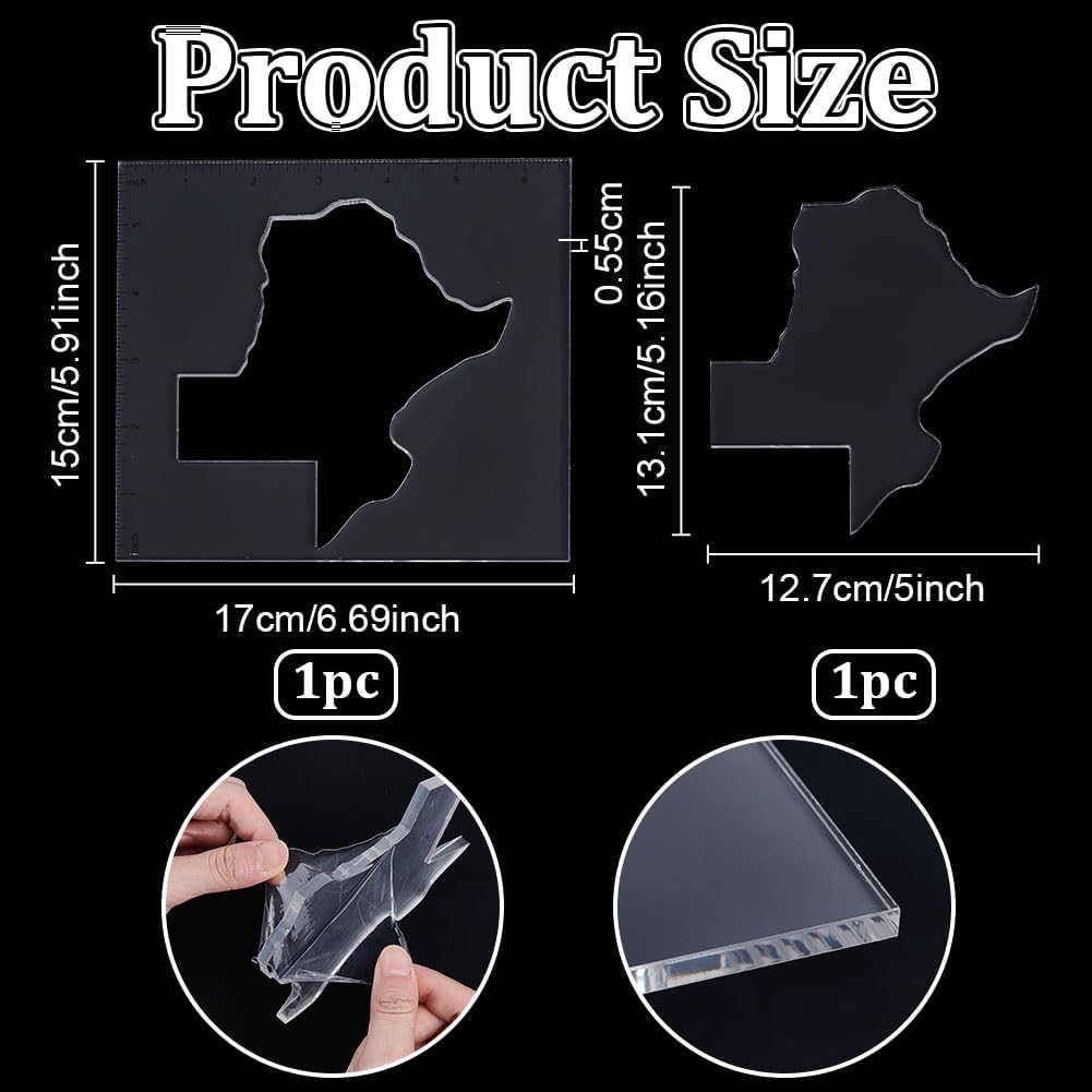 BENECREAT 2 Pack Acrylic Router Template, State of United States Router Templates, Texas Map Woodworking Template for Precision Router Inlay and DIY Craft Projects, Inner Dimensions: 5x5.16 inch