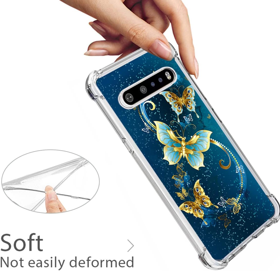 Starhemei Compatible for LG V60 ThinQ Case, Soft TPU Shock Absorption Flexible Gasbag Protection Case Cover for LG V60 ThinQ (Butterfly)