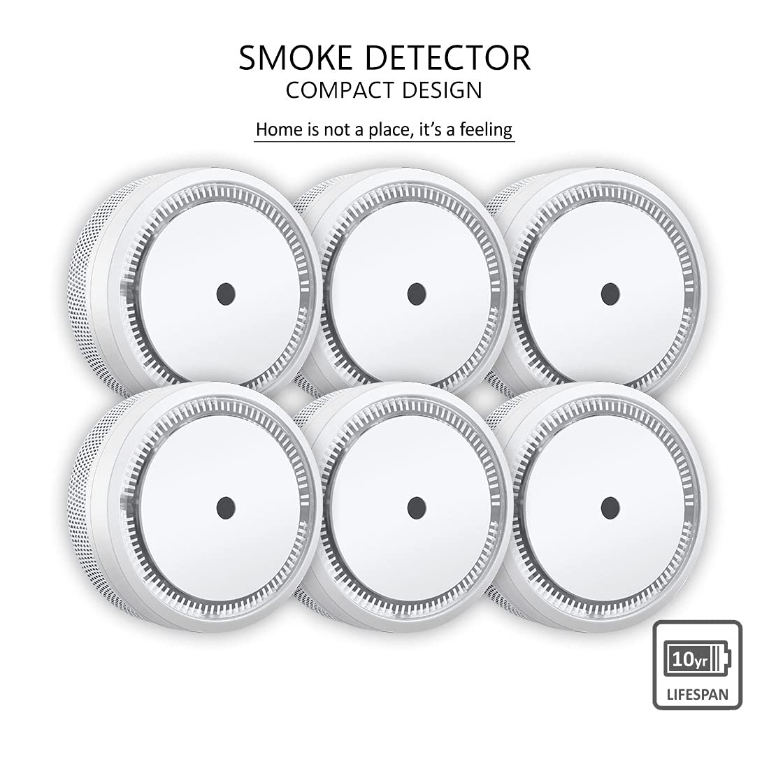 ELRO FS8010 Detector de humo Diseño compacto Batería de 10 años - Cumple con la norma EN 14604-6 pcs