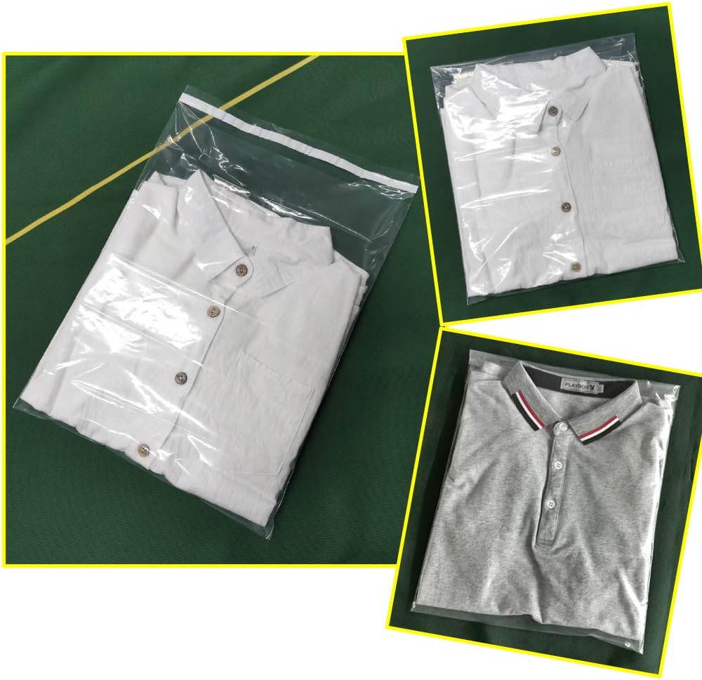 Belinlen 200 Count 12x15 Inch Self Seal Clear Poly Bags with Suffocation Warning for Packaging Clothing, T Shirts, Decorative Wrappers and More with Permanent Adhesive (1.5mil) : Office Products