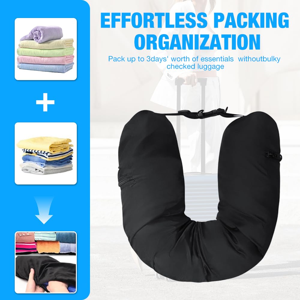 Cuscino Da Viaggio Multifunzionale A Forma Di U Con Tasca Porta Oggetti - Include Mascherina, Tappi E Custodia, In Nylon, Per Aereo E Auto