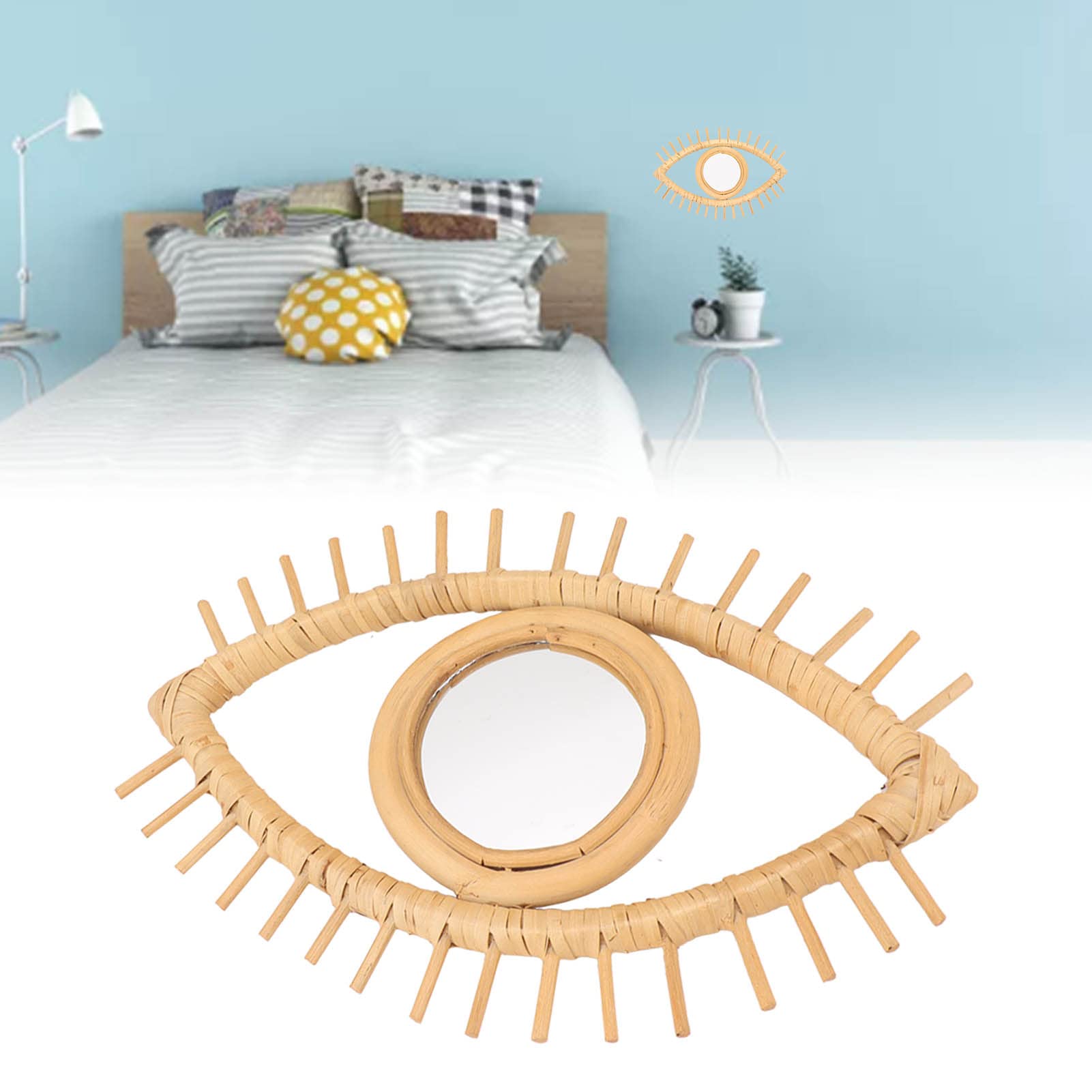 Specchio Per Occhi in Rattan, Specchio da Parete a Forma di Occhio, Decorazione da Parete Specchio in Rattan, Ornamenti Simbolici Ed Eleganti Realizzati Per La Decorazione del Bagno Dell'hotel Domesti