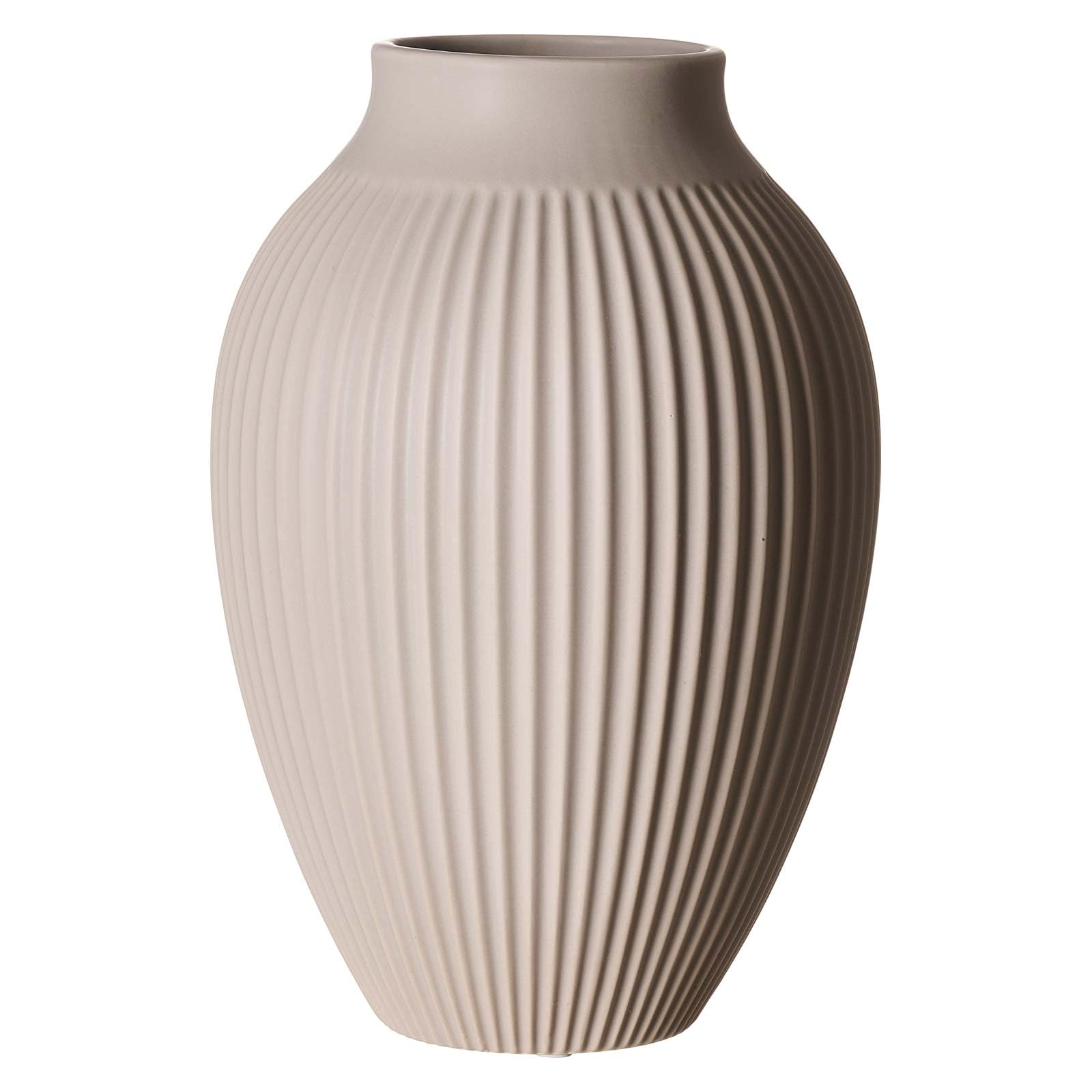Ritzenhoff & Breker Alsta Vasen 2er Set, 27.5 cm, Tischvasen mit Rillendesign, Seidenmattes Oberflächen-Finish, Klassisch & Modern, Steingut, Beige