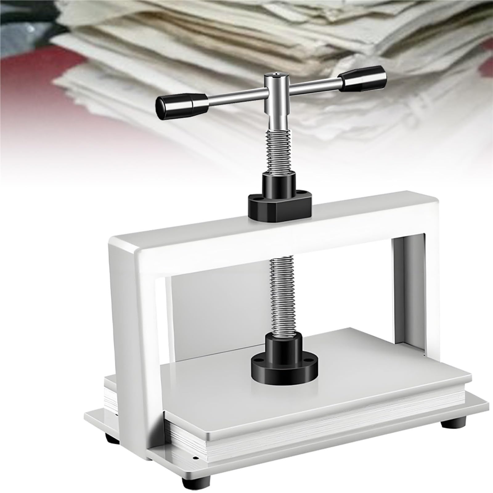 KJZQXYX Manual Paper Press Machine, for A4/A3 Bookbinding, 1500kg Pressure,Double Balance Rod Design,for Efficient Flattening and Binding (A4)