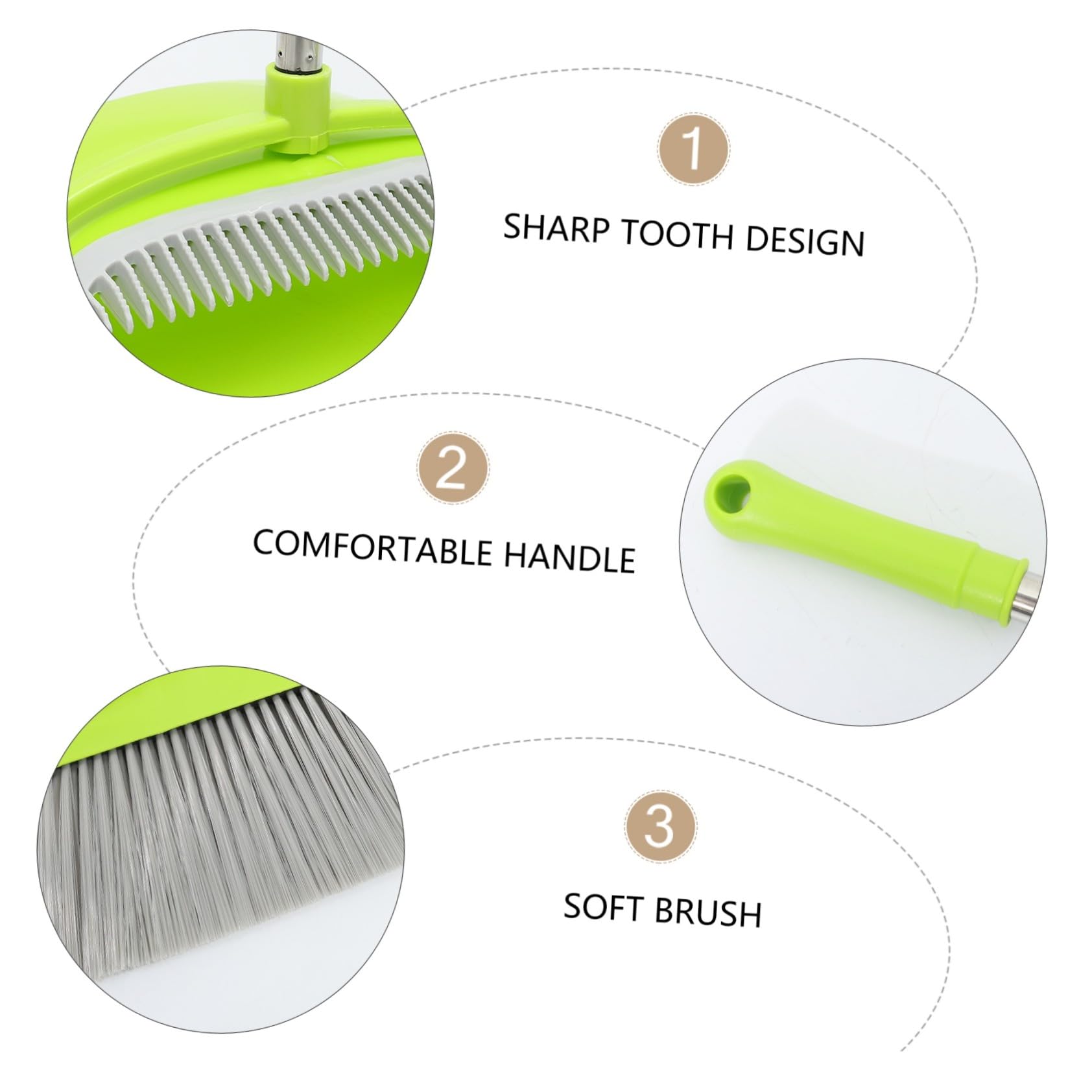 Escoba y Recogedor de Acero Inoxidable Verde, Kit, Herramienta de Limpieza para Suelos, Almacenamiento Compacto, para Hogar, Oficina y Uso Interior, Limpieza para Toda la Familia