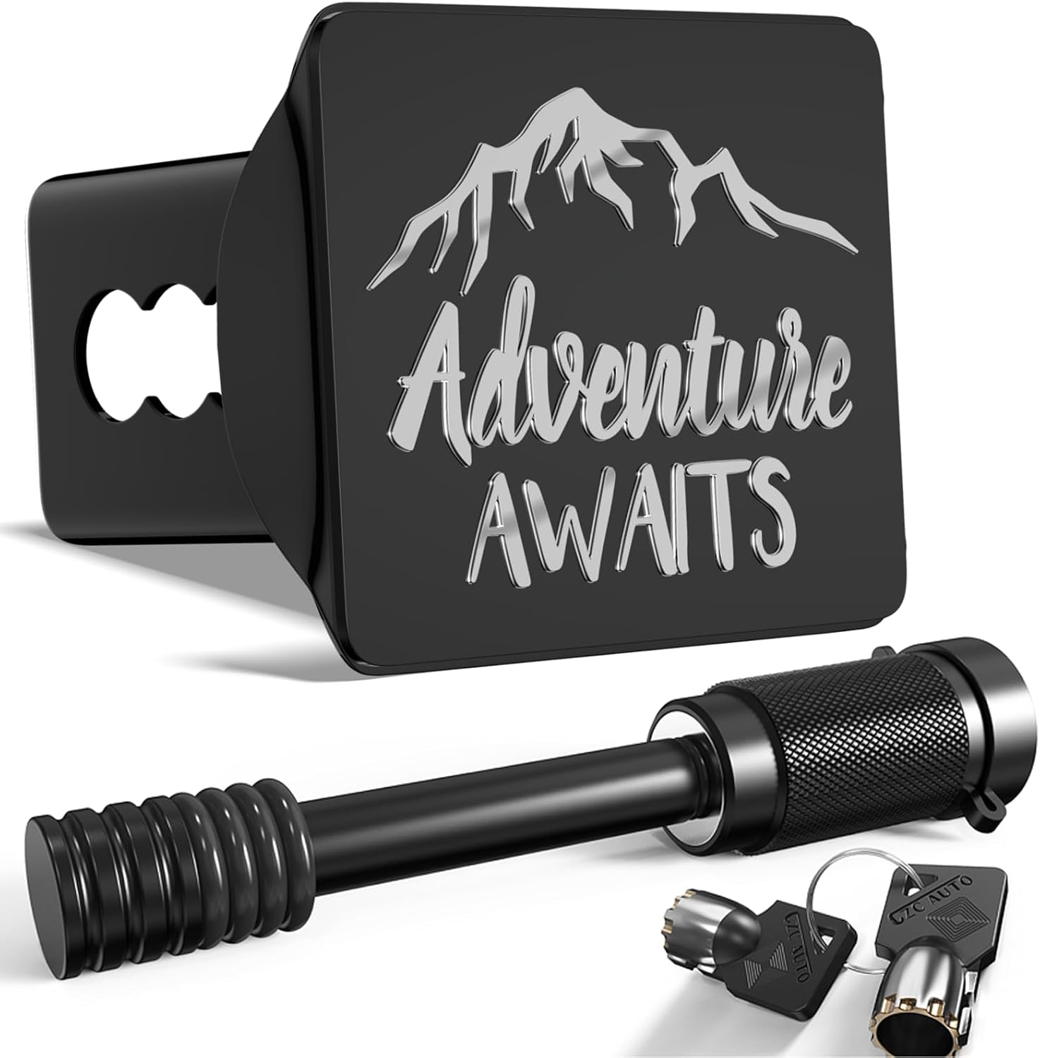 Adventure Awaits Hitch Cover for 2 Inch Receivers(with 5/8-Inch Pin Diameter Trailer Hitch Lock)