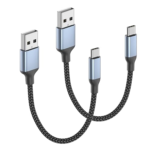Miniatura 13 de 1 pie de cable USB C a USB C, paquete de 2 cables trenzados USB-C a USB-C de 1 pie, cable de carga rápida de 60W, tipo C a tipo C, cable de cargador