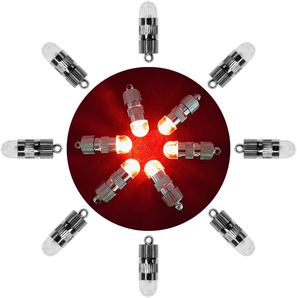 SumDirect Pack of 12 LED Mini Non-Blinking Lights for Paper Lanterns Balloons Floral Wedding Halloween Christmas Party Decoration Centerpieces (12, Red)