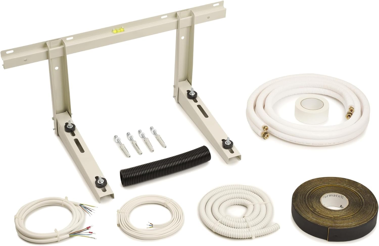 Kit Complete Installazione Climatizzatore con Tubi Rame 1/4 & 3/8 | Kit per Condizionatori 0,75m-25m con Staffe (Lunghezza 2m)