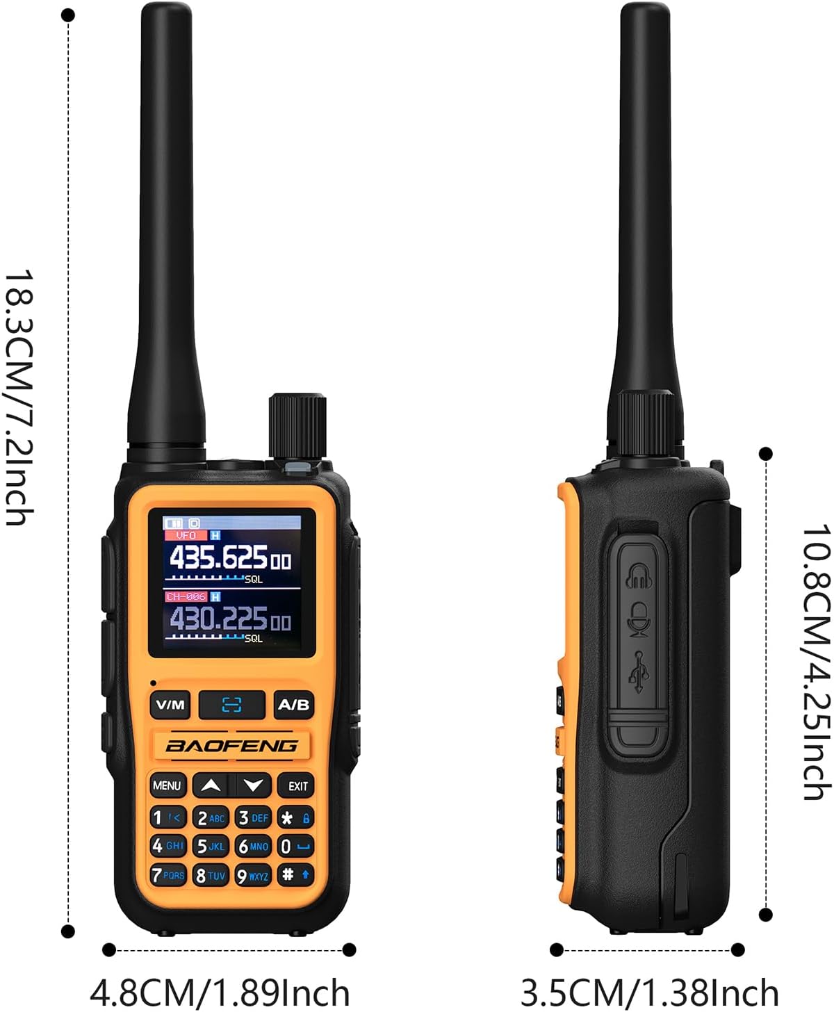 4 Pack BAOFENG UV-5R Mini Two Way Radio BF-5R Mini Walkie Talkie Wireless Power Adjustable Tiny Size Frequency Copy 999 Channels Type-C Four Colors Portable Ham (Orange)